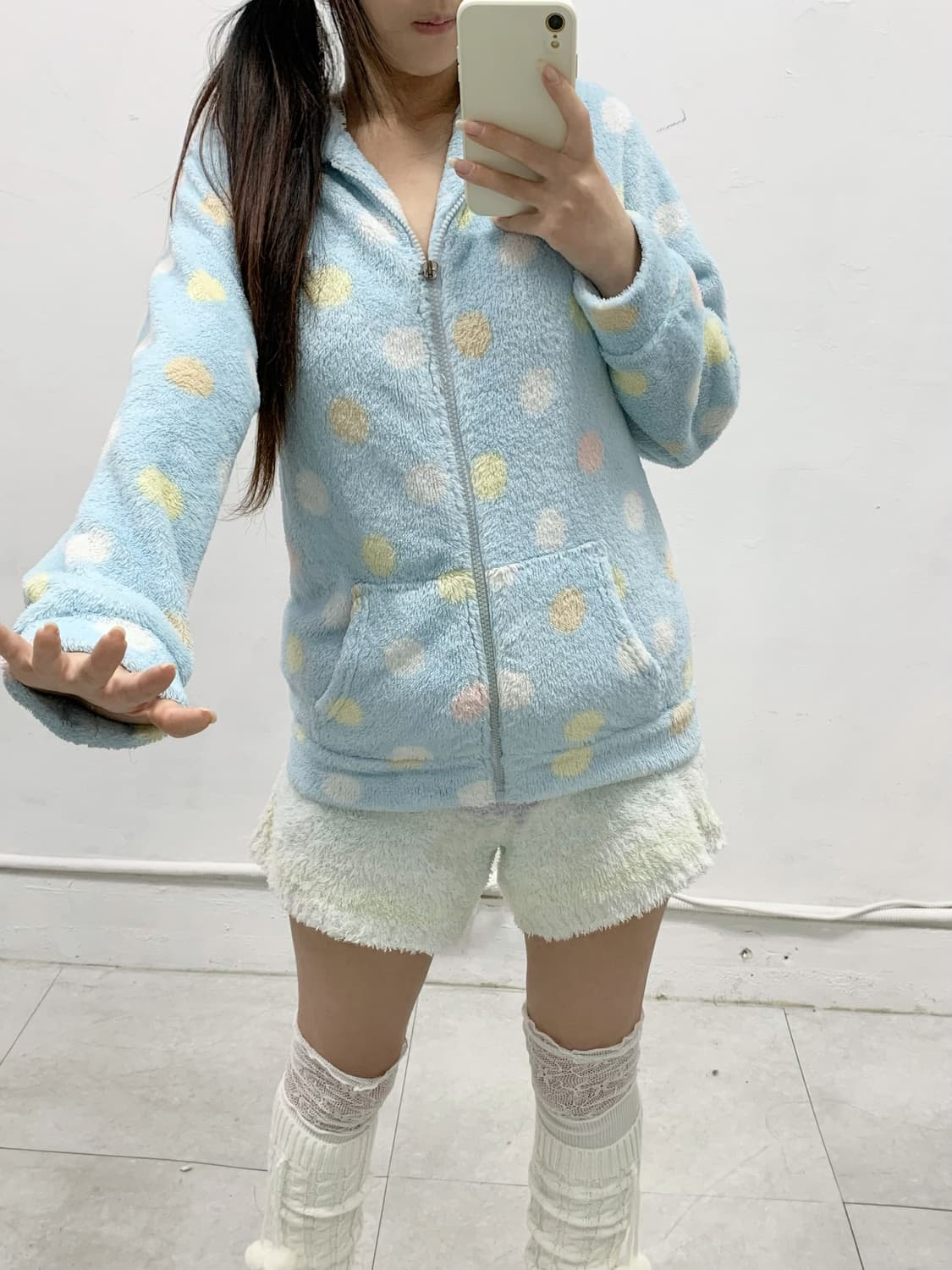 [RICH MIX] 조지후쿠 하늘맛 ☁ 도트 폭닥 후드집업 상품이미지3