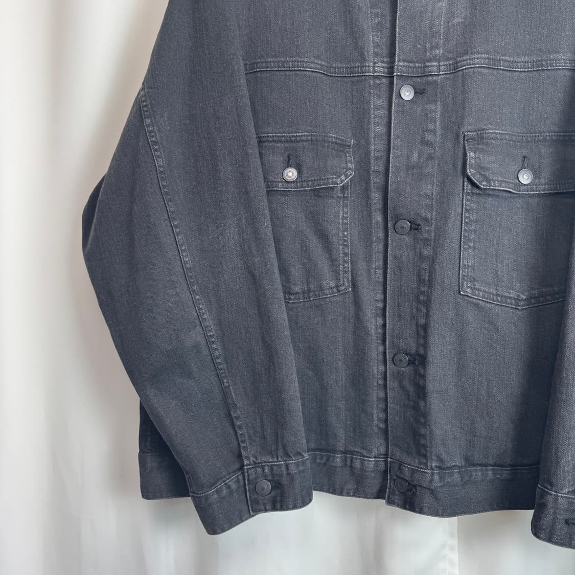 유니클로 데님트러커재킷 자켓 블랙 다크 그레이 4XL 상품이미지5