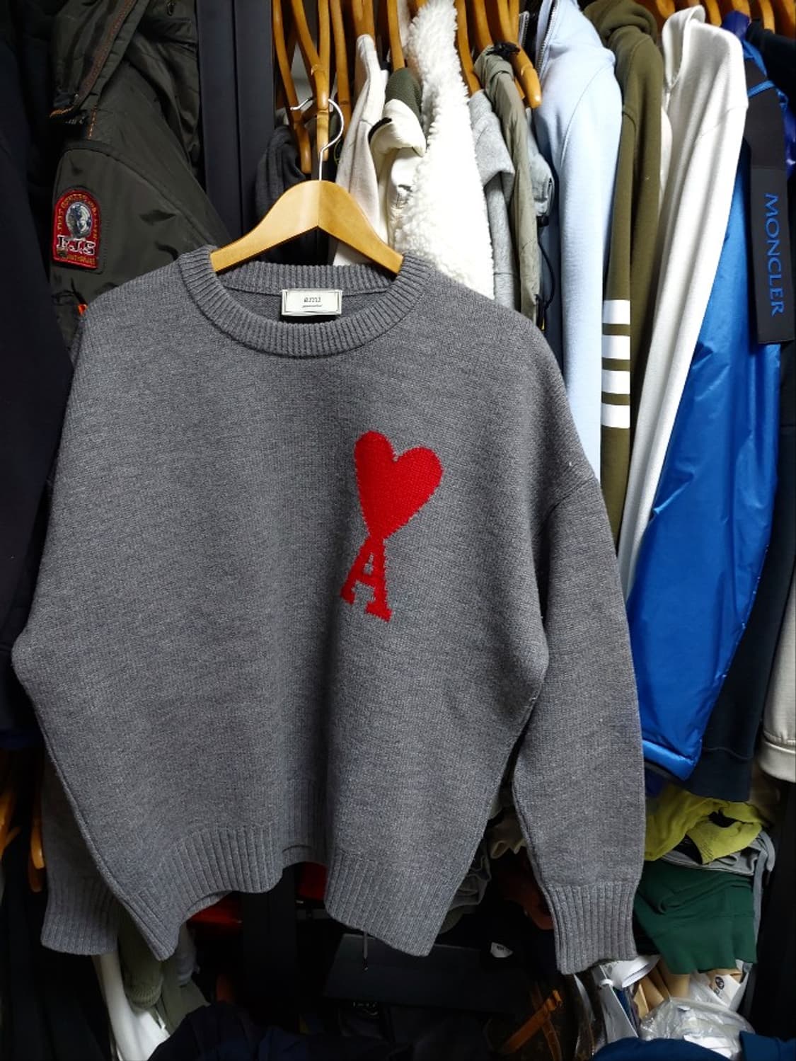 아미 그레이 빅하트 로고 니트 오버핏 m 상품이미지1