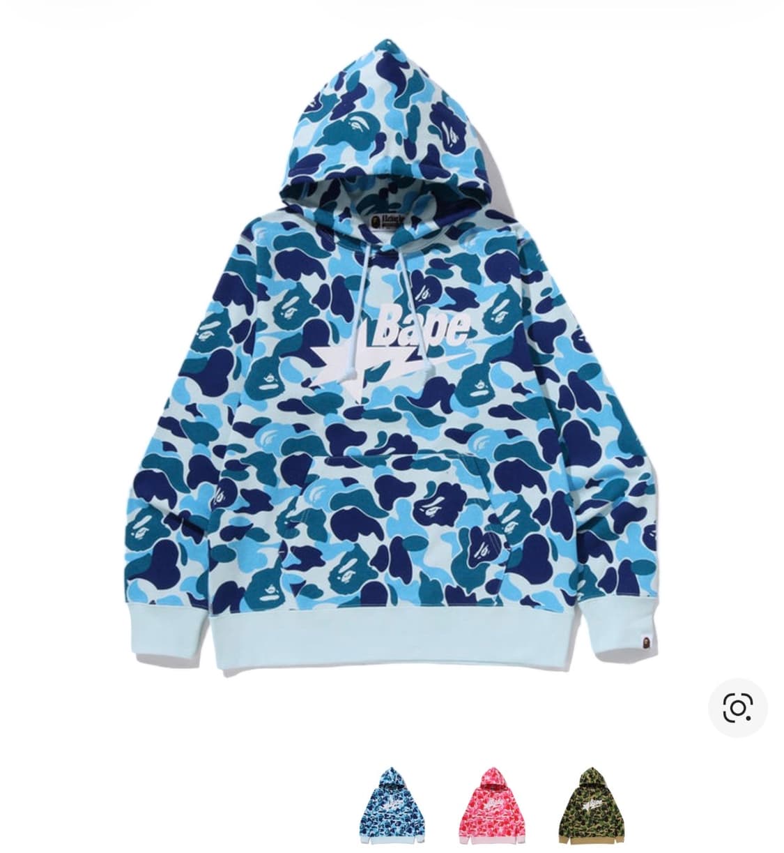 베이프 ABC 카모 베이프 스타 풀오버 후드 블루 XL 상품이미지1