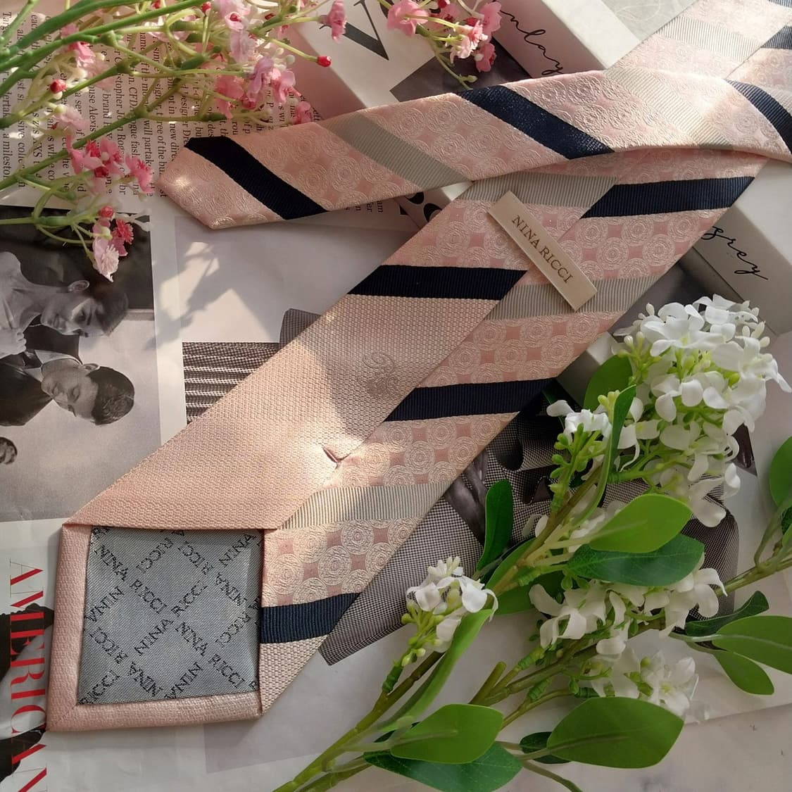 니나리치 실크 스트라이프 패턴 넥타이 9.2cm A+등급 K1946 상품이미지5