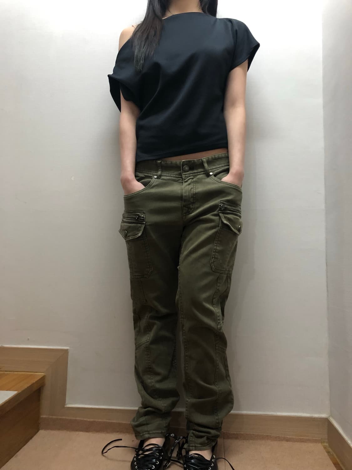 빈티지 버카루 카키 펑크 카고 팬츠 상품이미지1