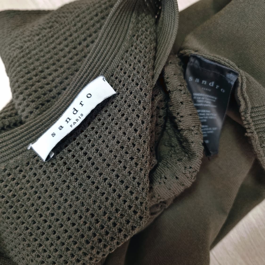 산드로 Sandro 니트 원피스 숏슬리브 진카키 (44-날씬55) 상품이미지8