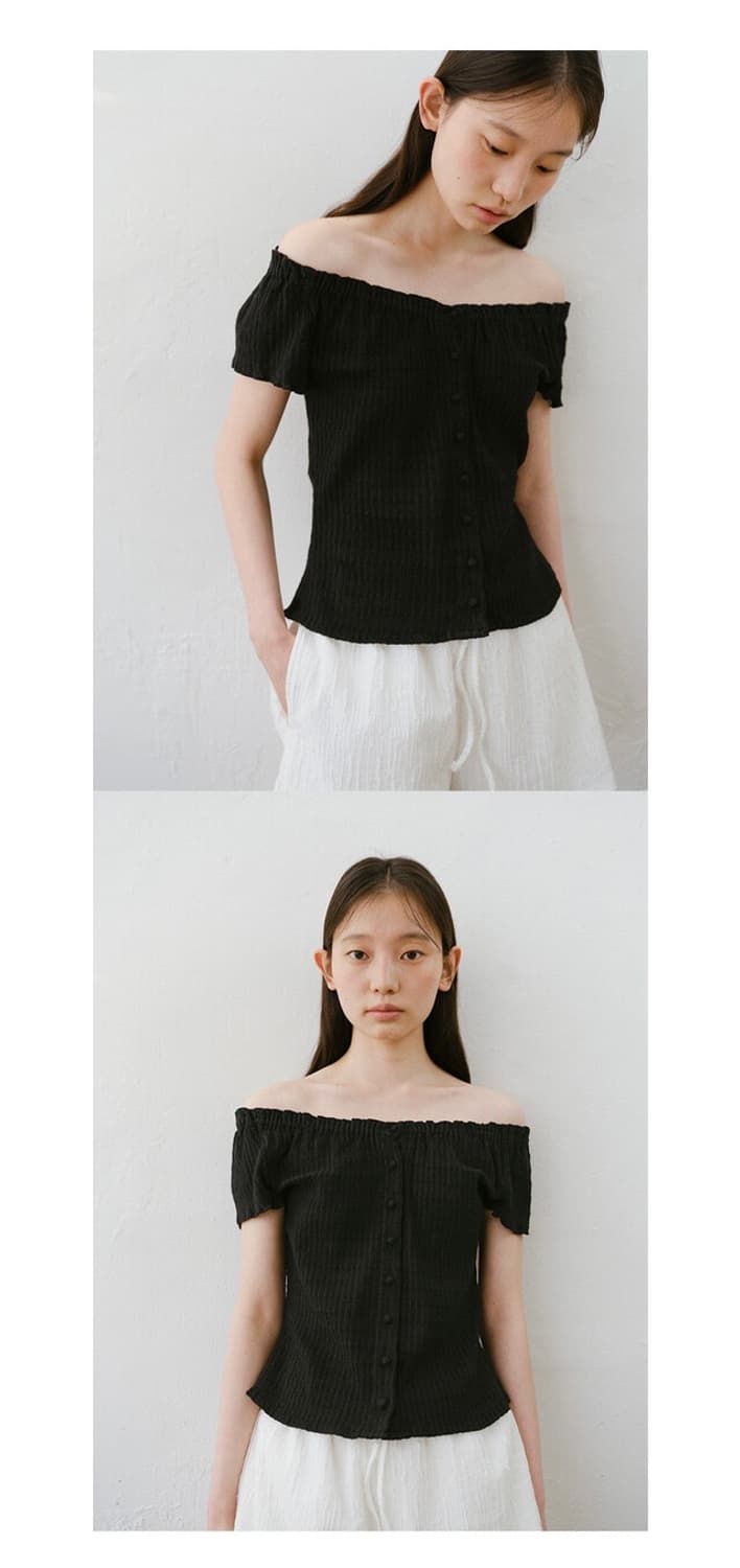 유라고 urago soap button half blouse black 상품이미지2