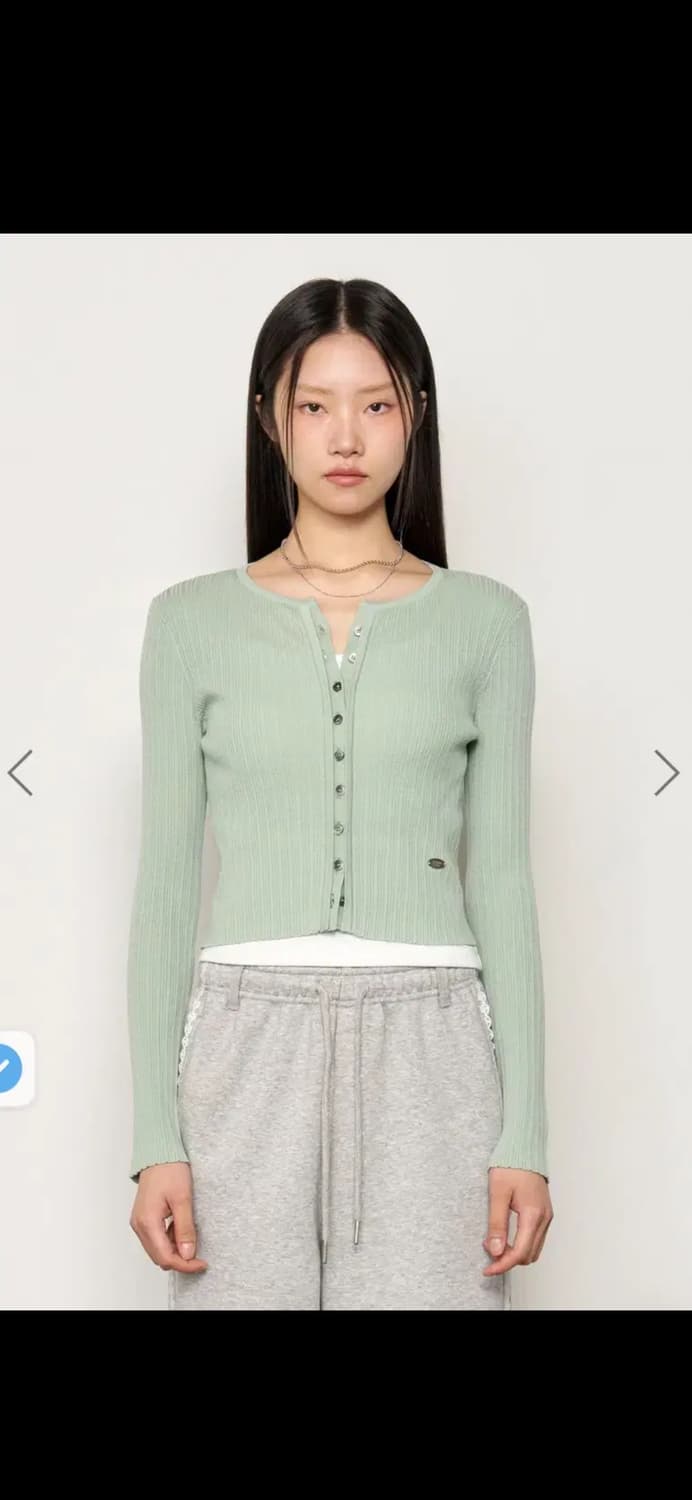 구해요) 제너럴아이디어 리브드 크롭 가디건 민트 s 상품이미지2