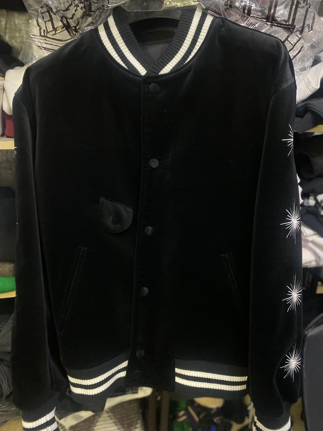 STU Embroidery Velvet Varsity Black 상품이미지1