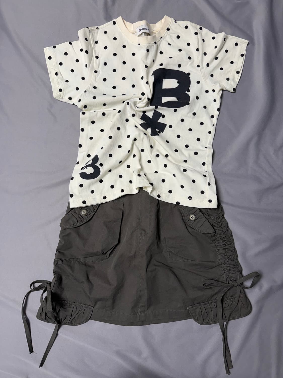 바우프 티셔츠 + 어항 카고 스커트 코디 세트 상품이미지1