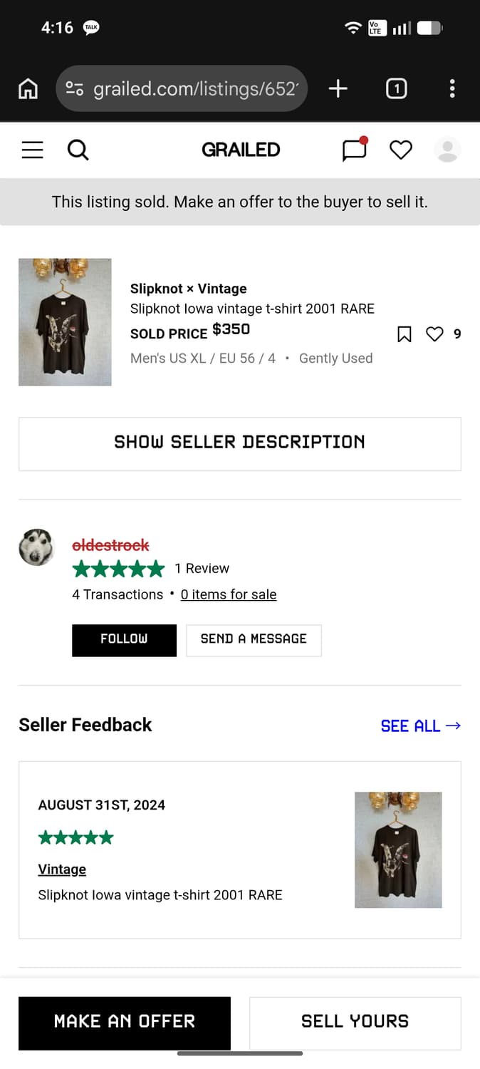 00s 슬립낫 IOWA 티셔츠 L 상품이미지8