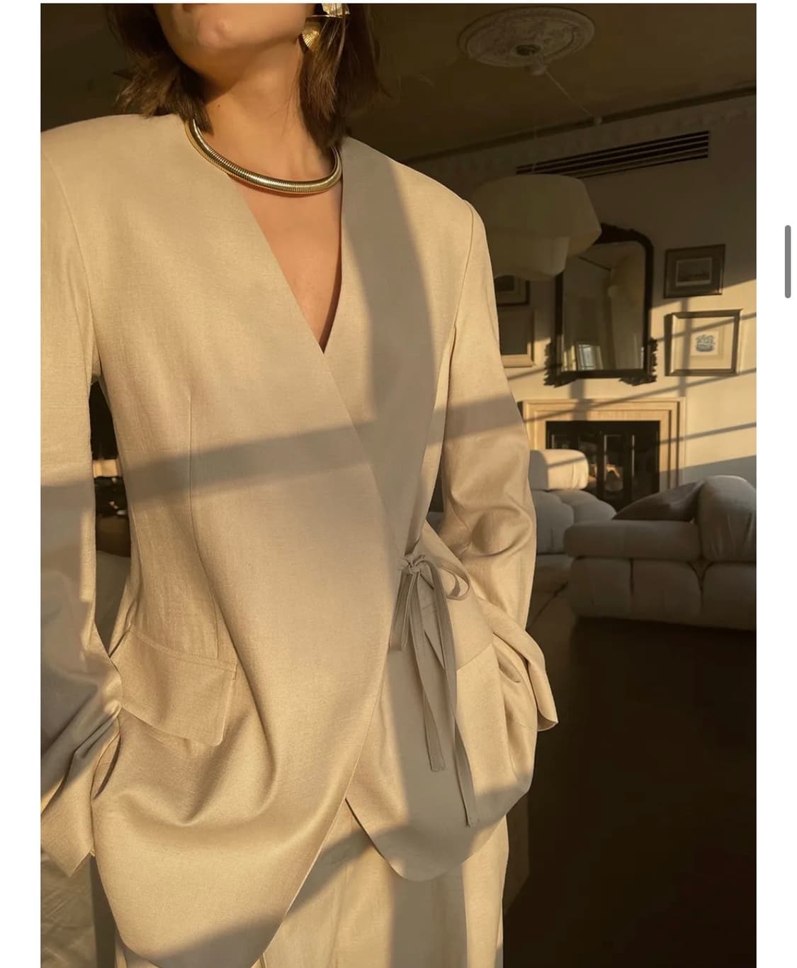 토보드 린넨 노카라 자켓 상품이미지2