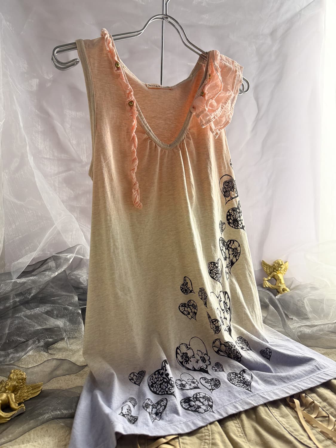 Gradient Beaded Ruffles Sleeveless 0124 상품이미지1