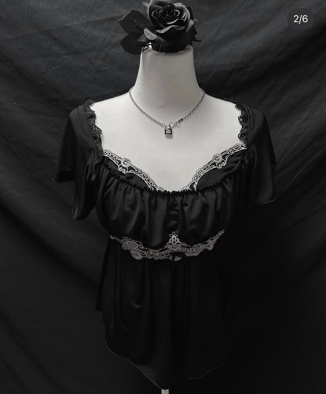 오즈온 블랙레이스 오리엔탈 탑  상품이미지1