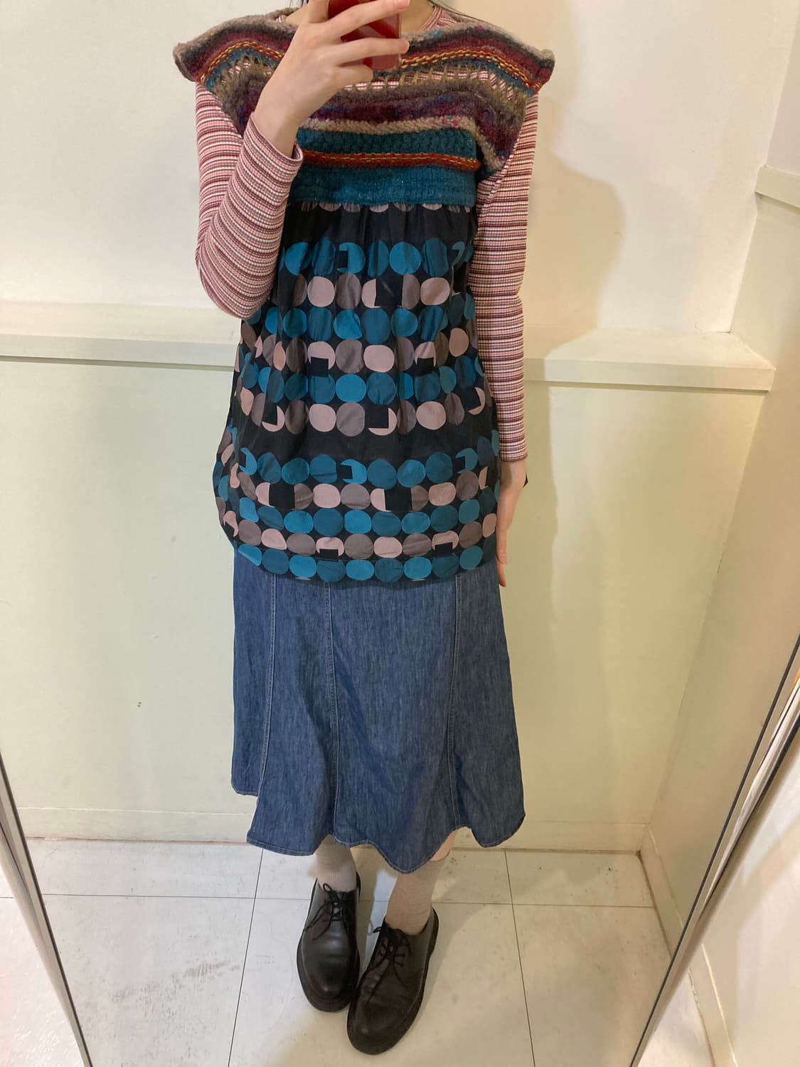 울 뜨개패턴 에스닉 도트 모리걸 니트 상품이미지7