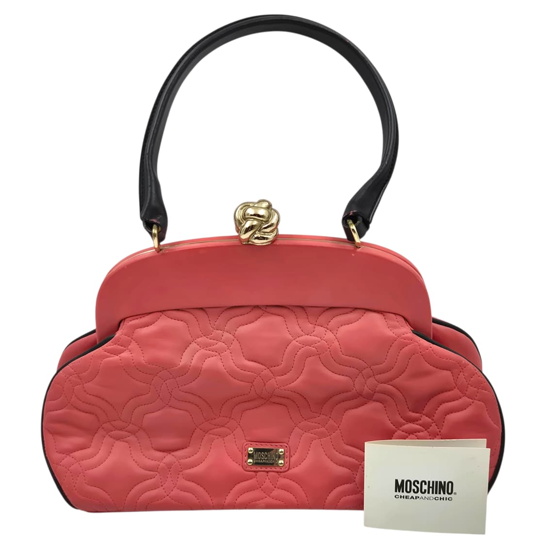 90s 모스키노 칩앤시크 코랄 레더 로즈 핸드백 상품이미지1