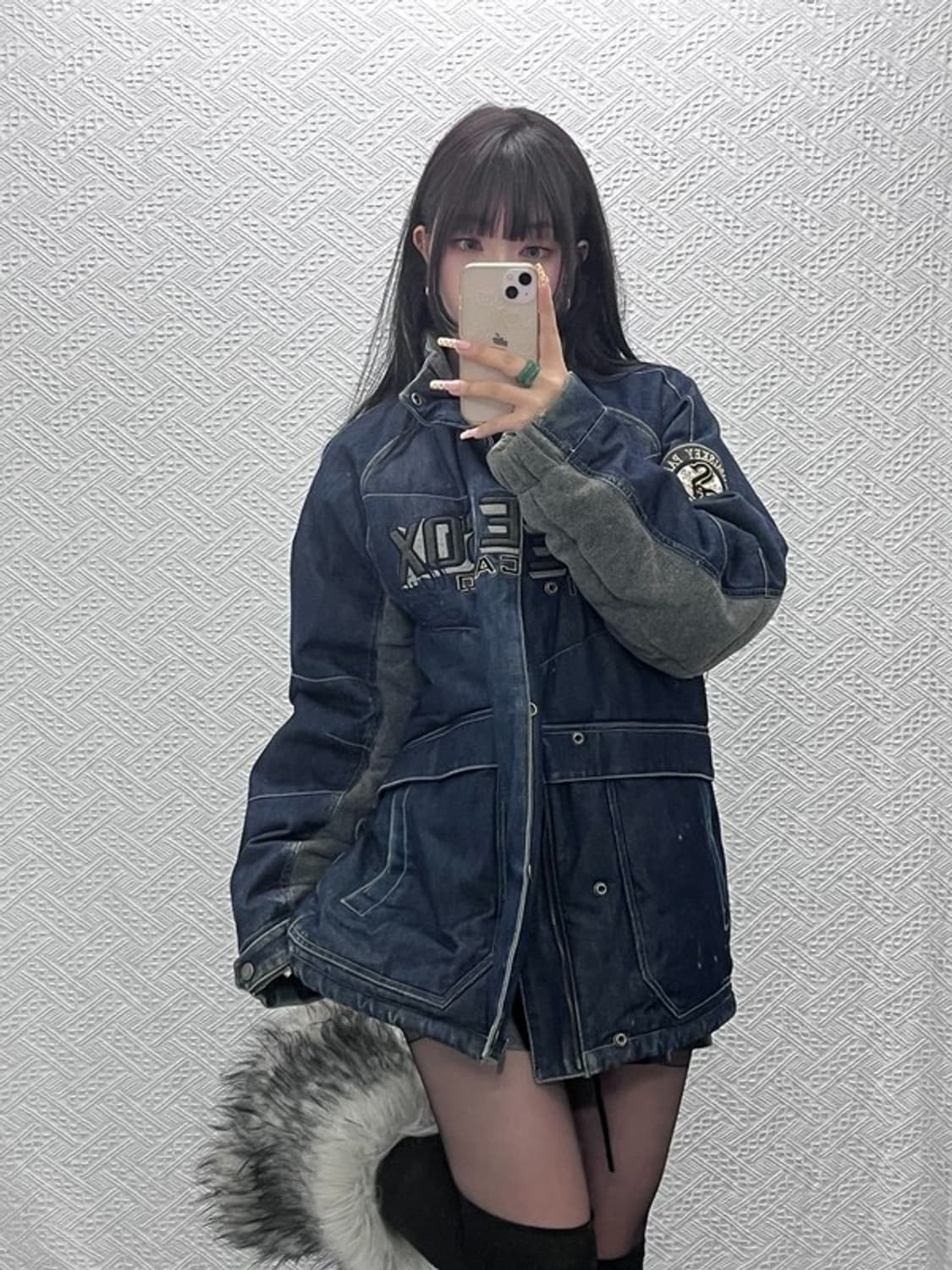 MLB 올드스쿨 레트로 스트릿 힙합 데님 패딩 자켓 95 C09664 상품이미지2