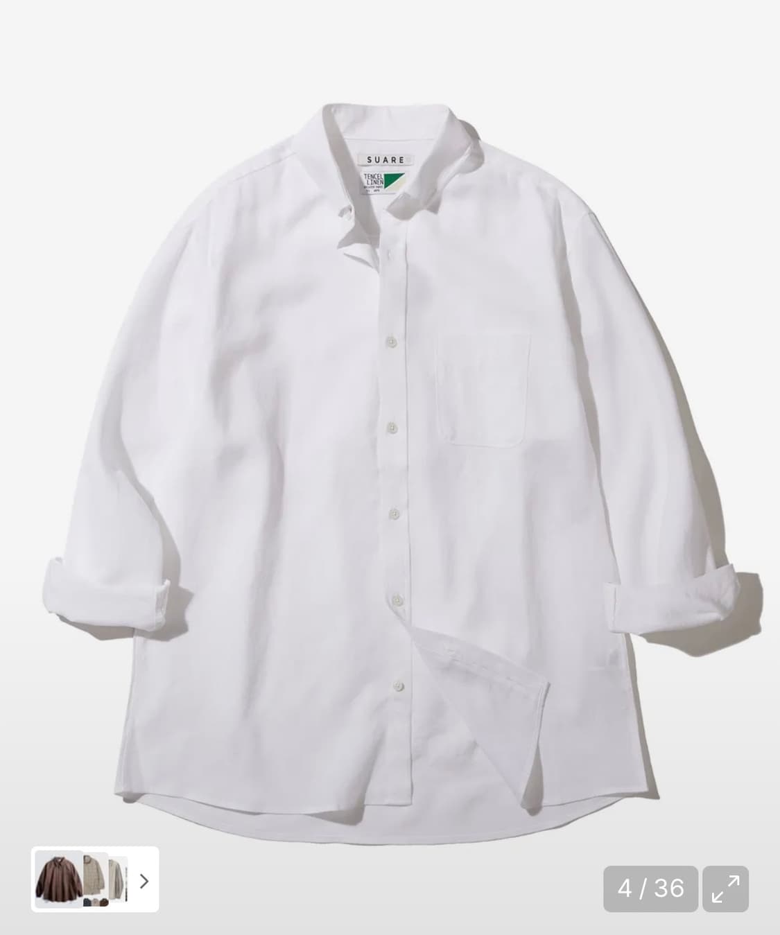 수아레 에센셜 텐셀 린넨 셔츠 화이트 S사이즈 상품이미지1