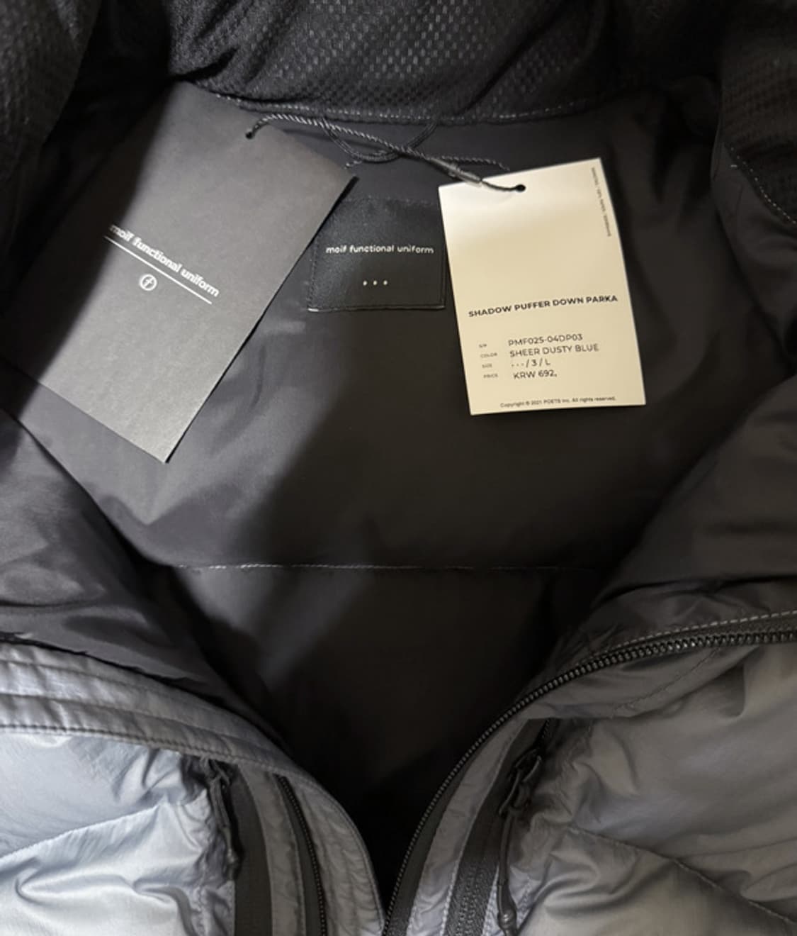 [3] 모이프 25fw 쉐도우 푸퍼 다운 파카 더스티 블루 상품이미지3