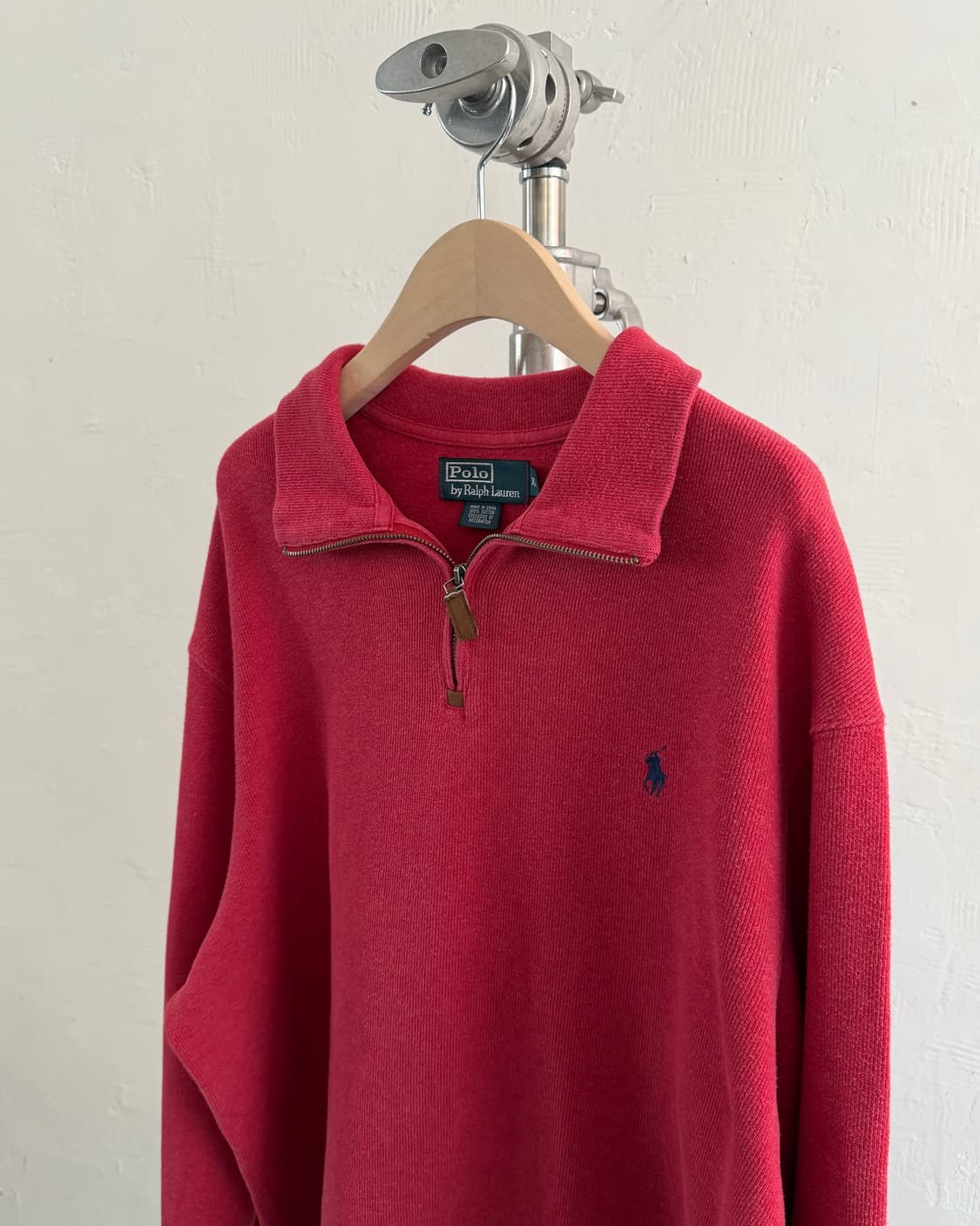  Polo 폴로 랄프로렌 코튼 코랄레드 하프집업  ﻿ 상품이미지4