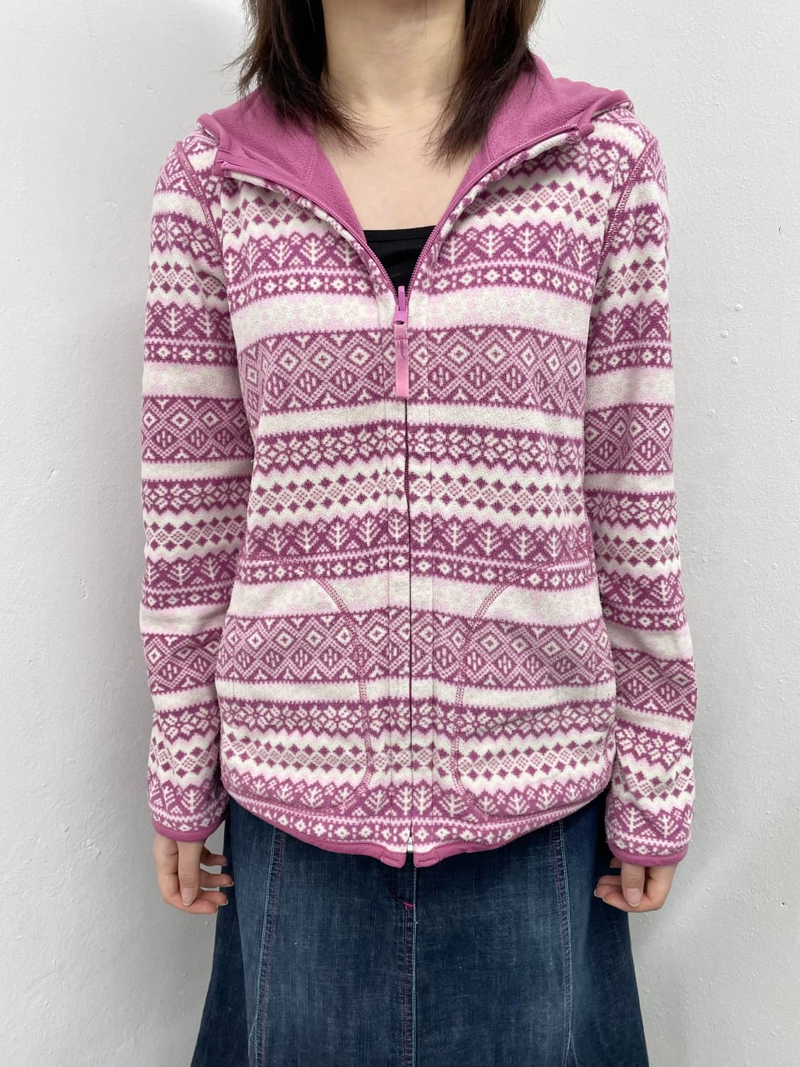 니혼진 핑크 노르딕 플리스 집업 상품이미지1