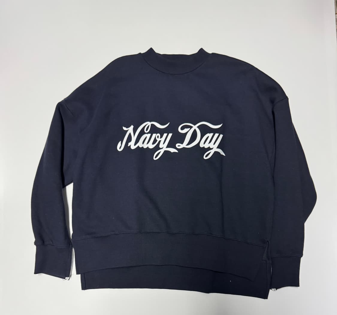 여성 스튜디오톰보이 기모 오버핏 맨투맨 네이비 상품이미지1