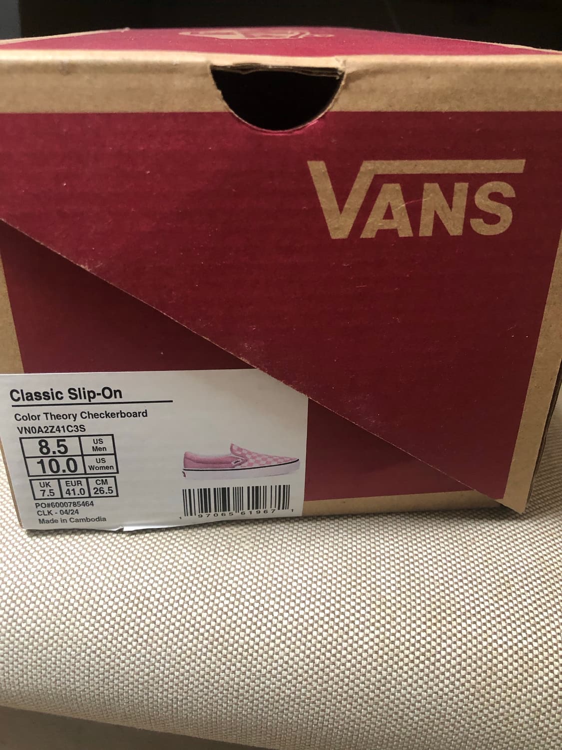 반스 클래식 슬립온 체커보드 핑크 265mm 새상품 상품이미지4