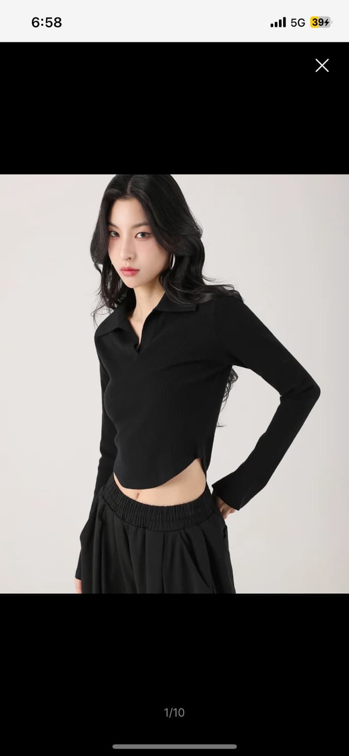 어반드레스 카라 니트 블랙 Ant Waist Collar Knit BLA 상품이미지1