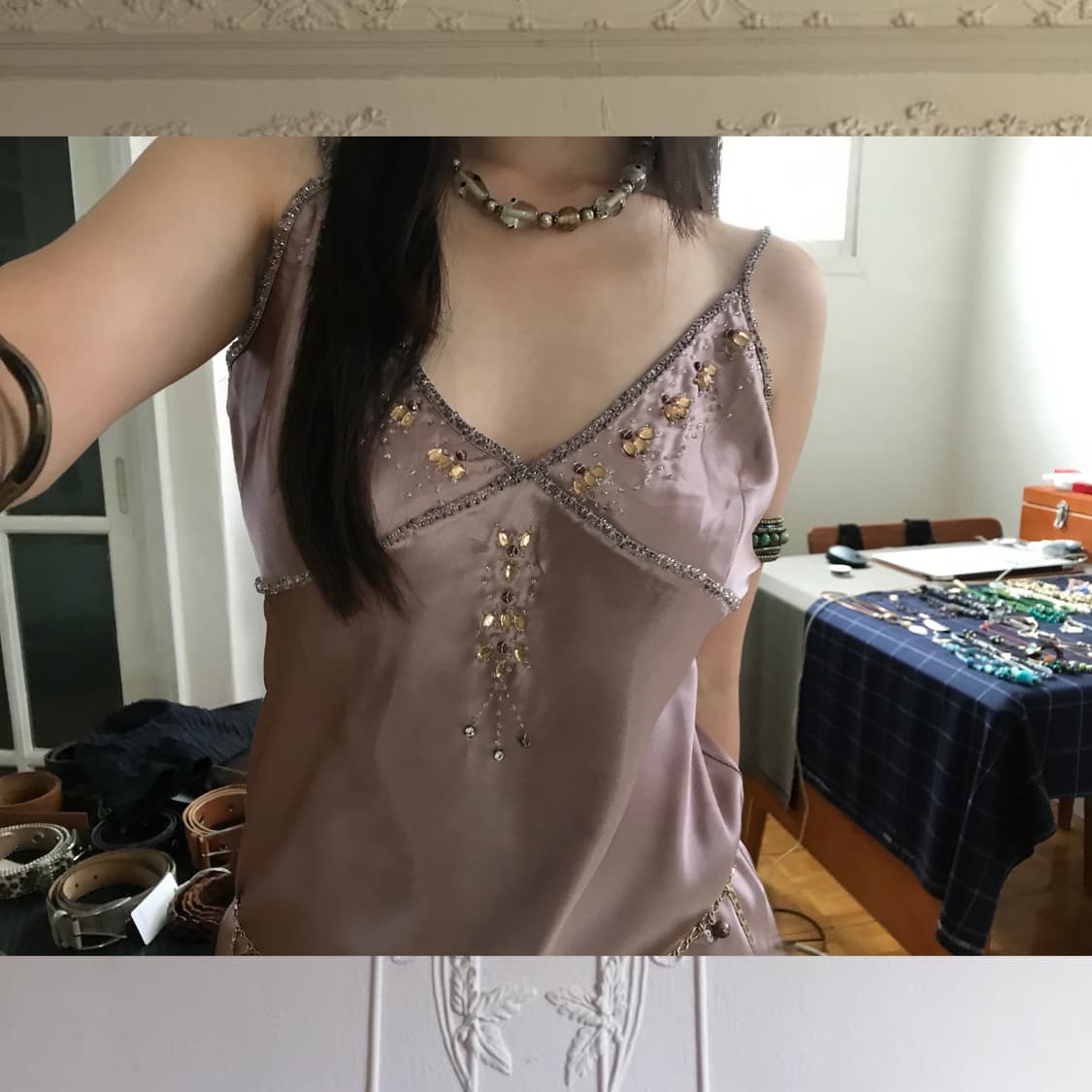 vintage beads sleeveless 상품이미지1