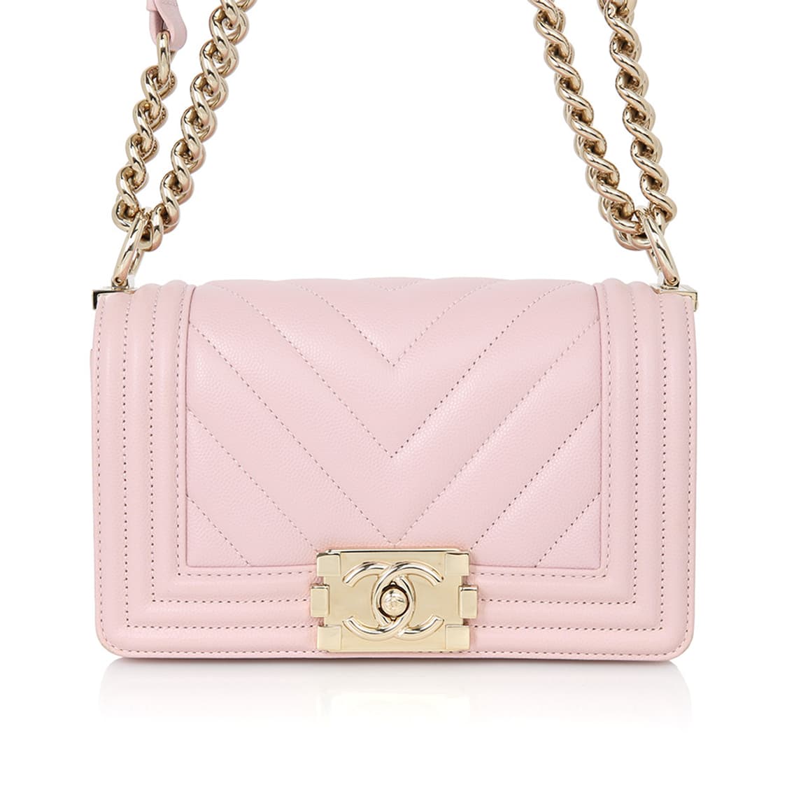 샤넬 캐비어 보이 스몰 플랩백 핑크 체인 크로스 A67805 상품이미지2