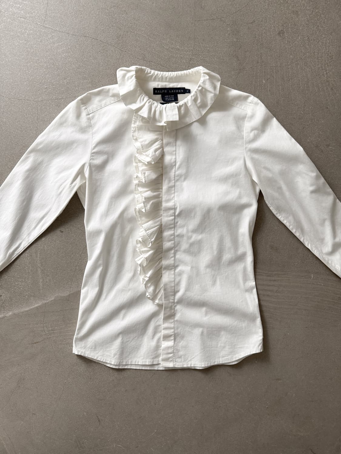 Ralph Lauren Ruffle Front Cotton Blouse 상품이미지3