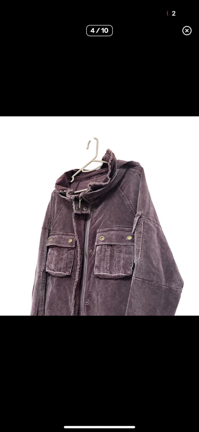 Dark purple velvet 2way hood jacket 상품이미지4