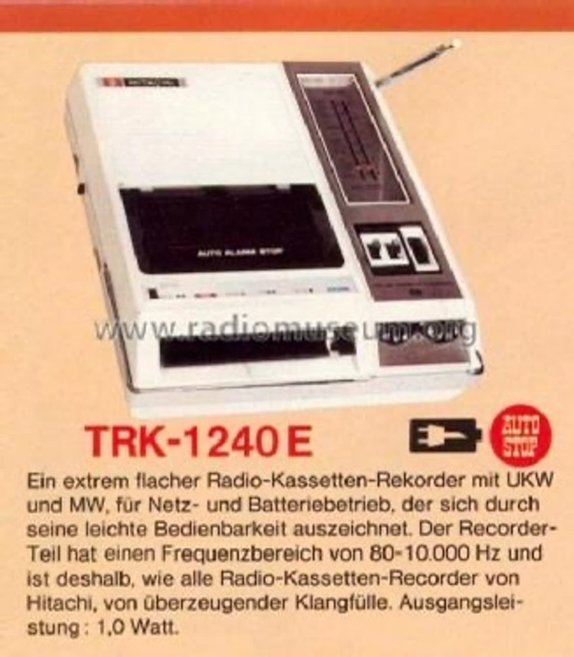 히타치 빈티지 TRK-1240 포터블 라디오 카세트 플레이어 상품이미지3