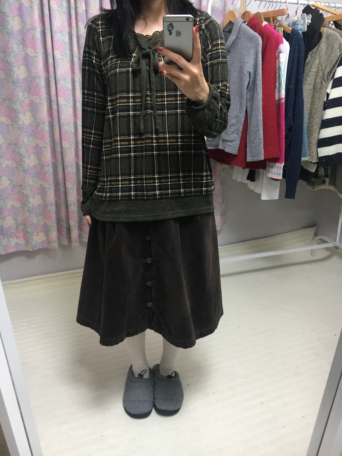 브라운 코듀로이 스커트 상품이미지2