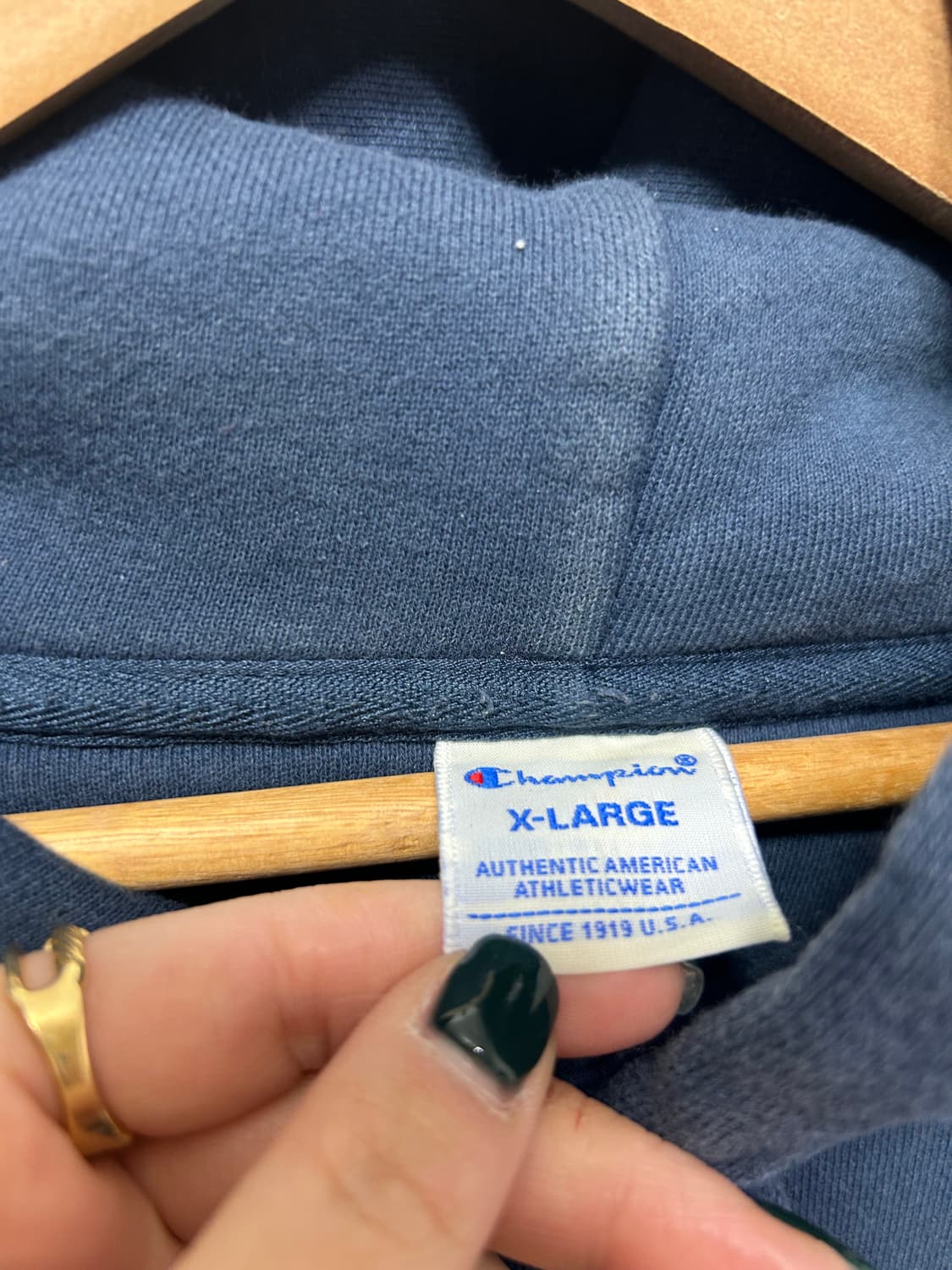 챔피온 후드 빅로고 써멀 후드티 네이비 XL 상품이미지3