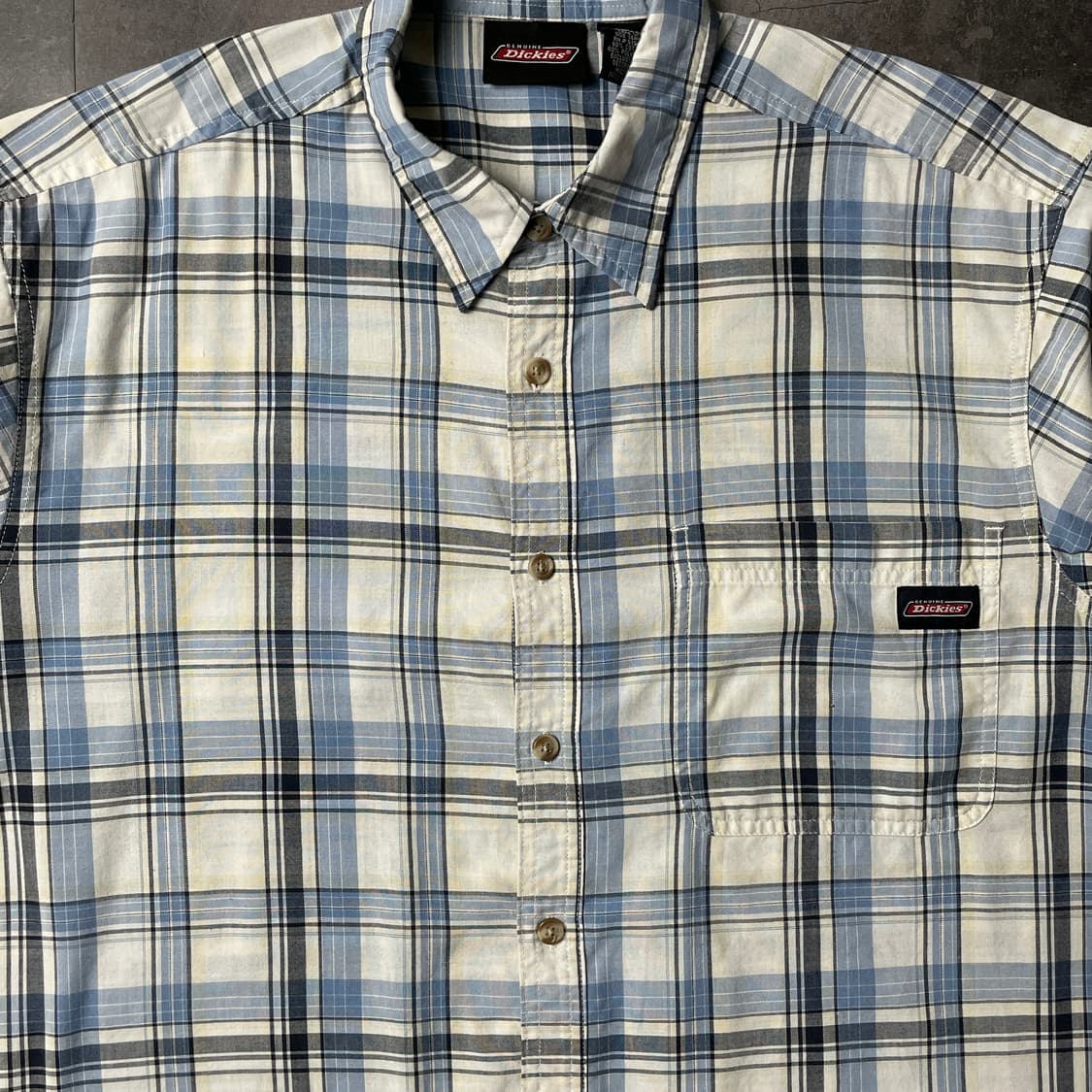 DICKIES 디키즈 빈티지 블루 체크 반팔 워크 셔츠 A00979 상품이미지3