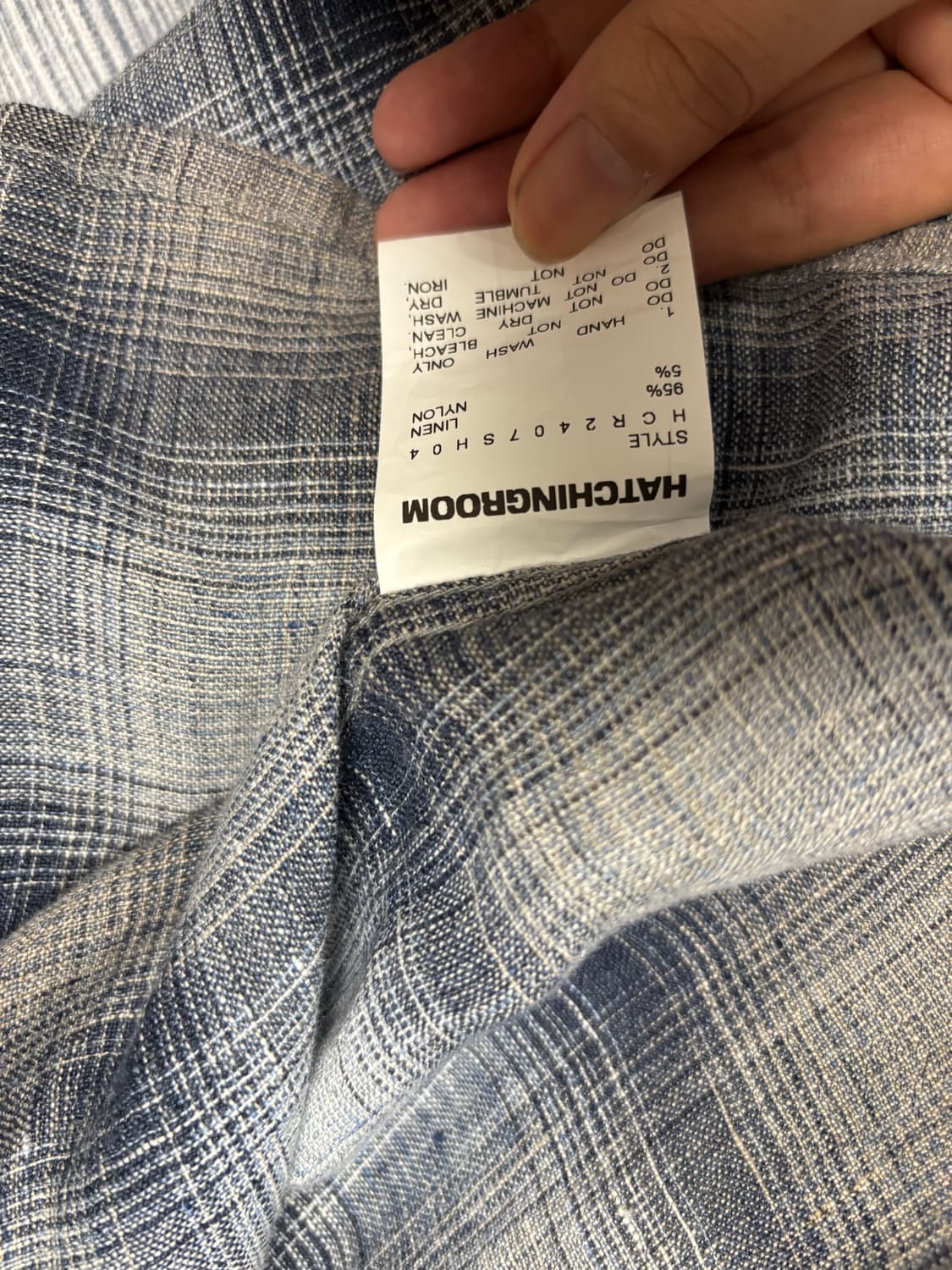 [2] 해칭룸 린넨 셔츠 체크 블루 그레이 상품이미지5