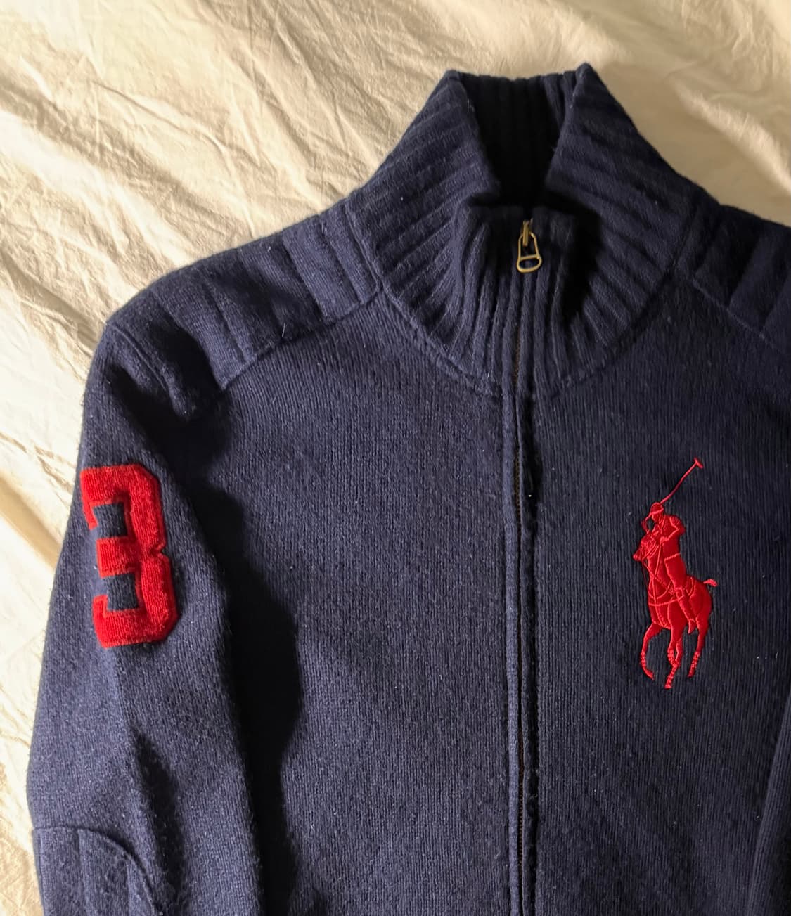 폴로 빅포니 니트 집업 네이비 상품이미지1