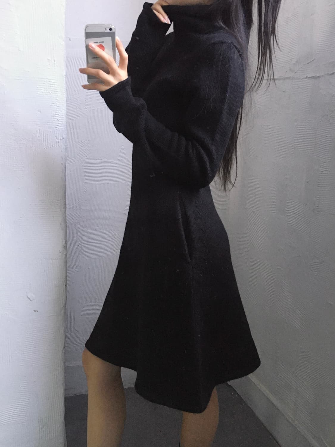 Y’s 요지야마모토 블랙 모크넥 울 롱 원피스 상품이미지2