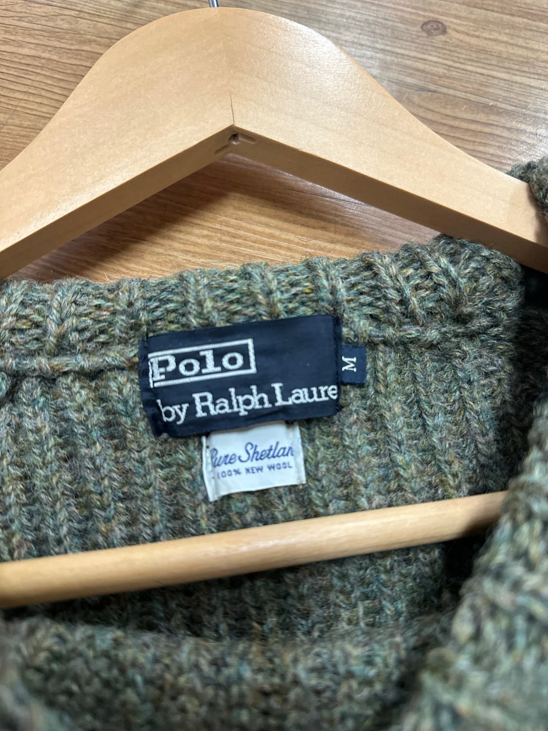 (M)80s 폴로랄프로렌 엘보패치 헤비 니트 카키 상품이미지4