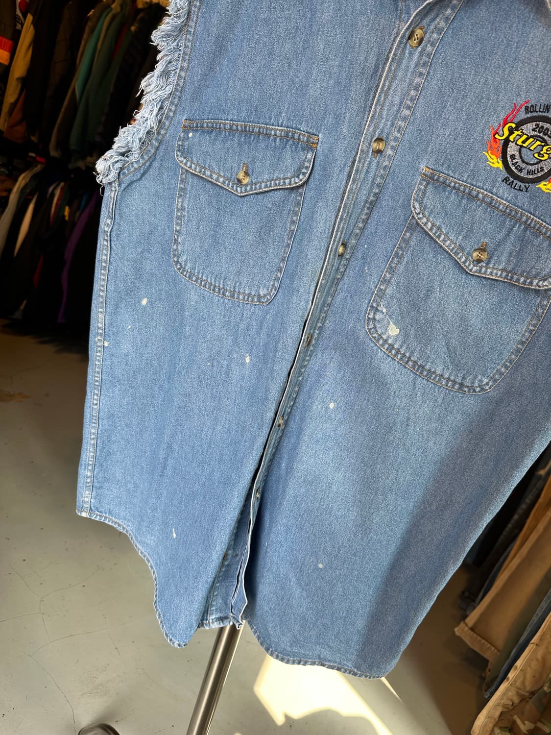 00s 스터지스 모터사이클 릴리 2003 페인팅 컷오프 데님 베스트 상품이미지5