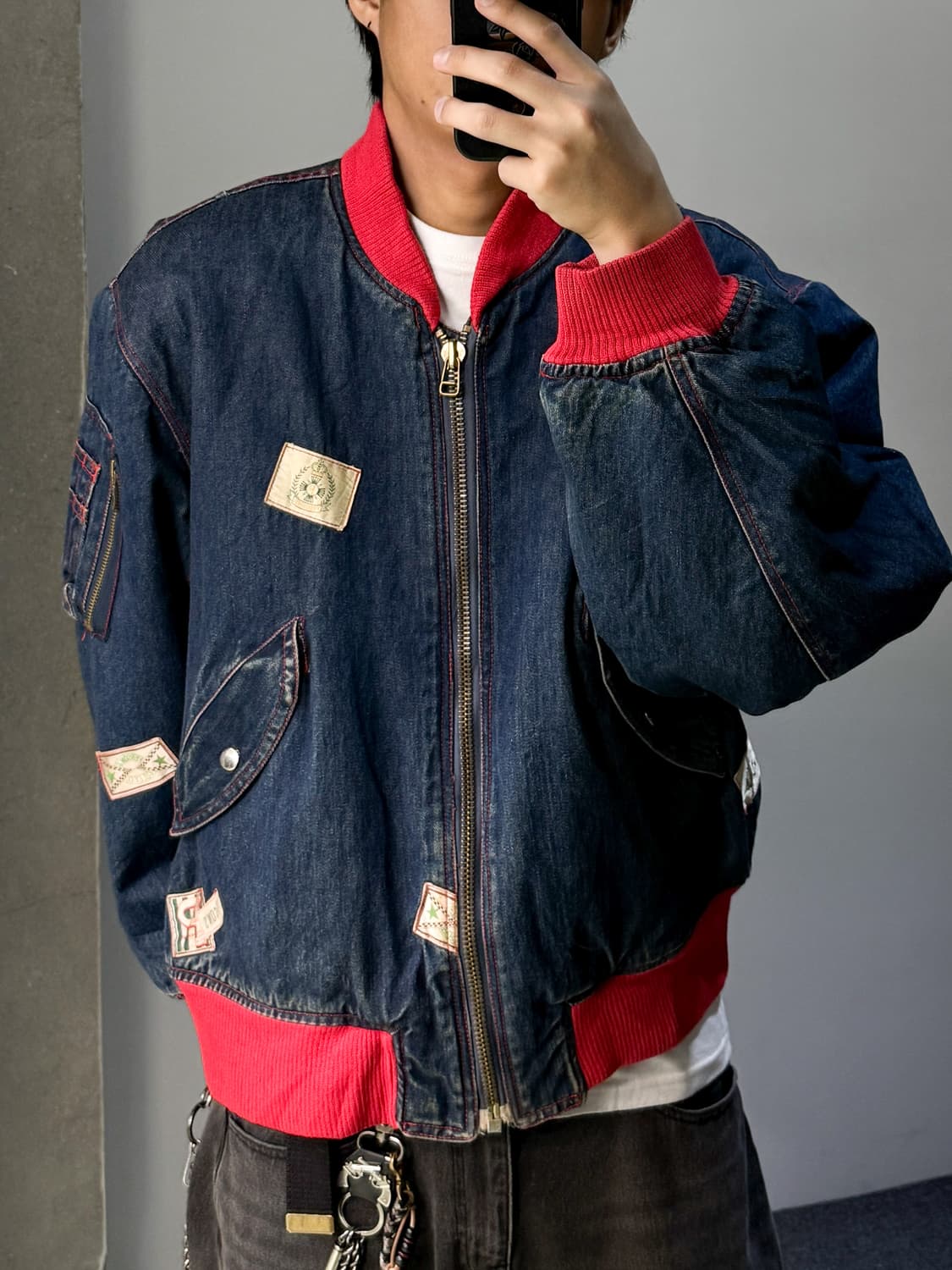 펄슨스 90‘s 멀티 패치 데님 봄버 상품이미지1