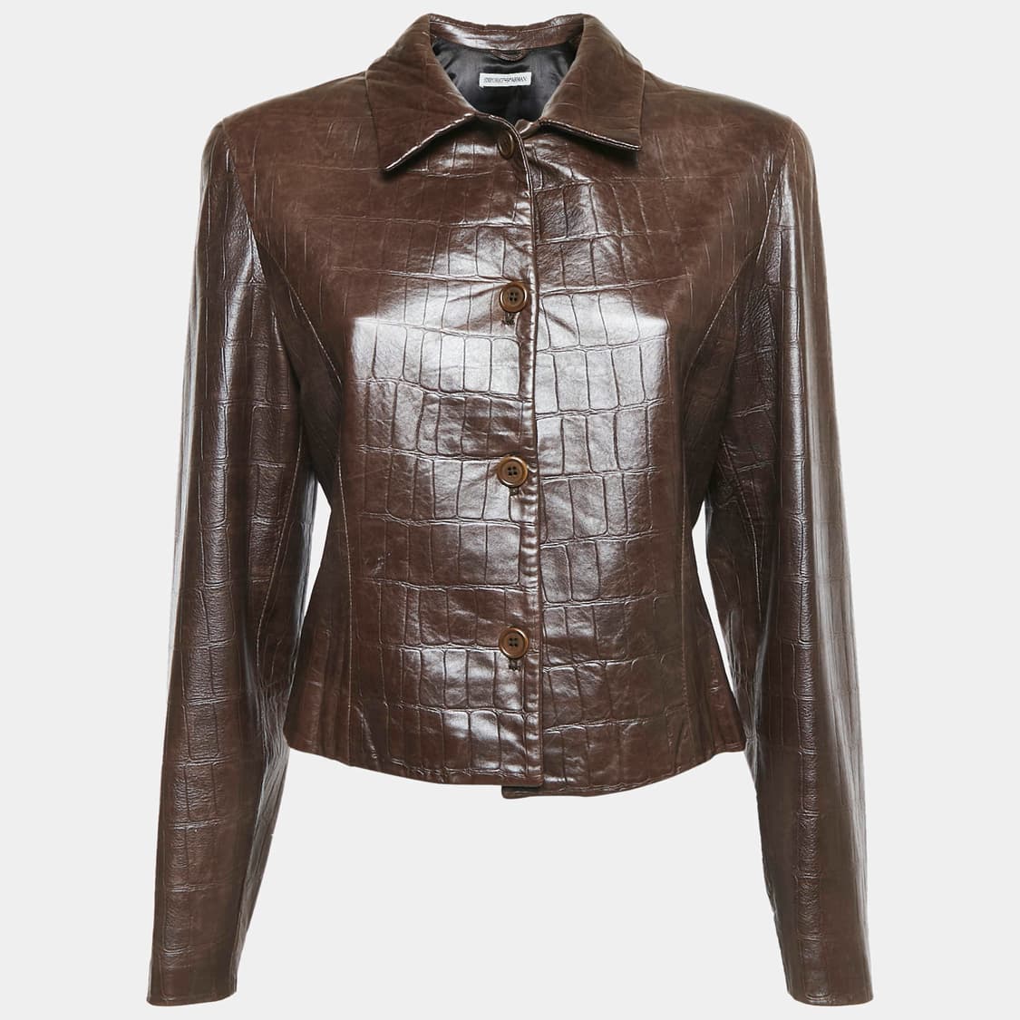 00s 엠포리오 아르마니 크로커 엠보 레더 크롭 자켓 상품이미지2