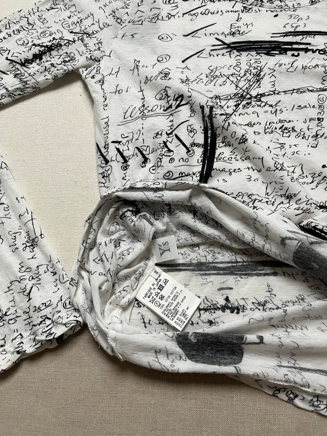 요지야마모토 드로잉 시스루 롱슬리브 티셔츠 yohji yamamoto  상품이미지5