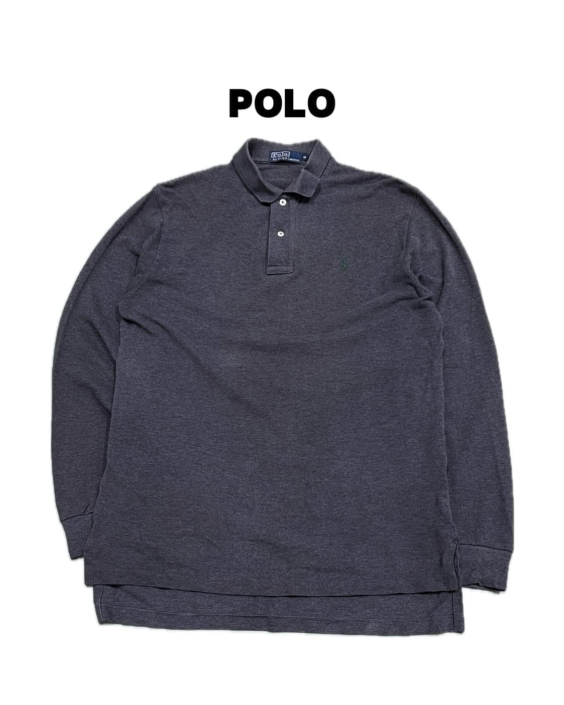 (M) 폴로 랄프로렌 긴팔 카라 티 차콜 상품이미지1