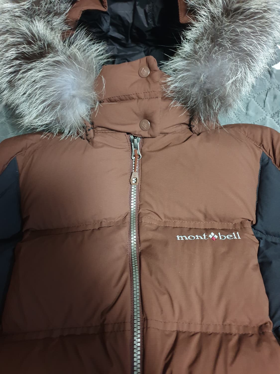 몽벨 폭스퍼 구스다운 윈드스토퍼 필800 패딩 브라운 (100) 상품이미지2