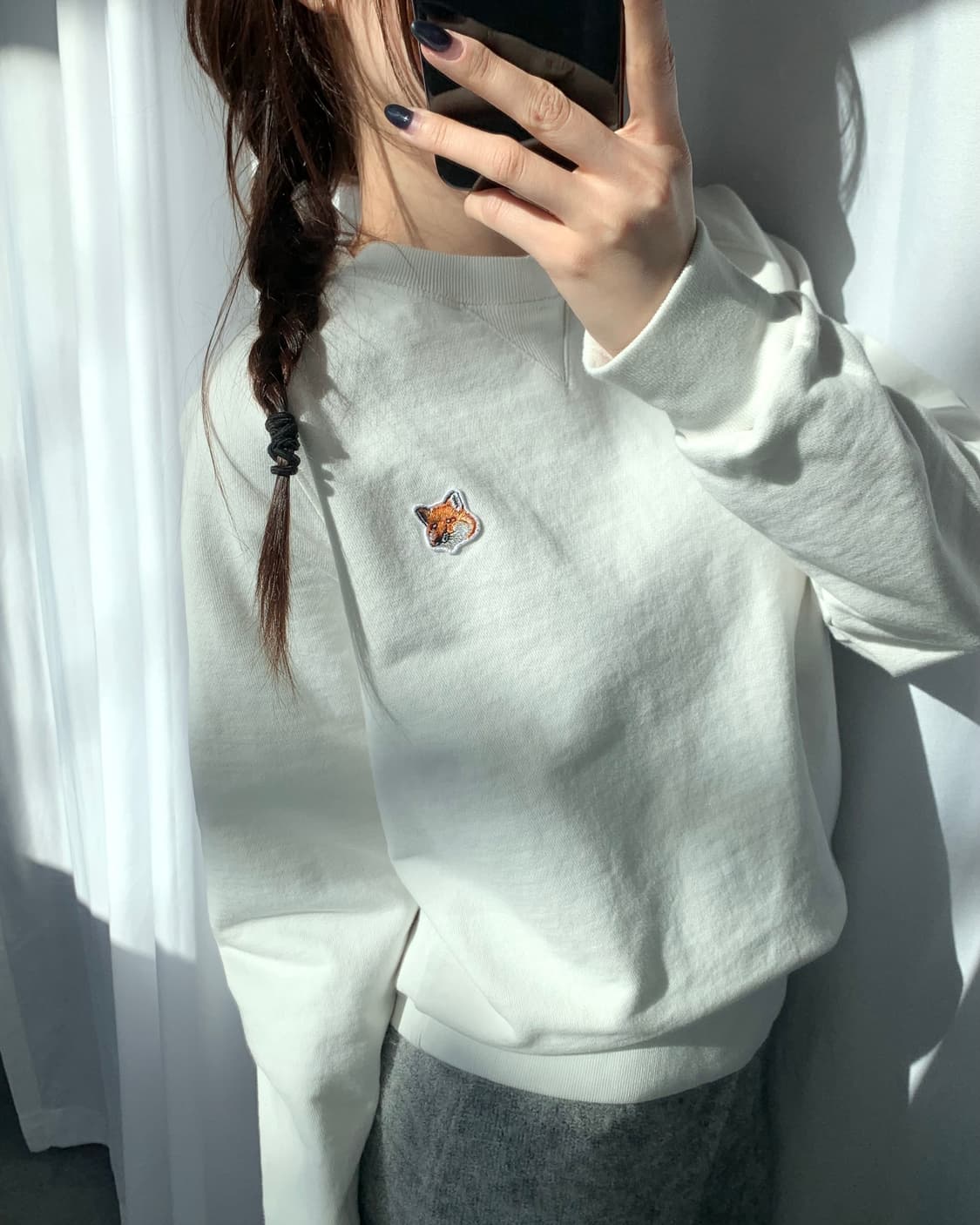 Maison Kitsune 메종키츠네 폭스패치로고 아이보리컬러 맨투맨 상품이미지1