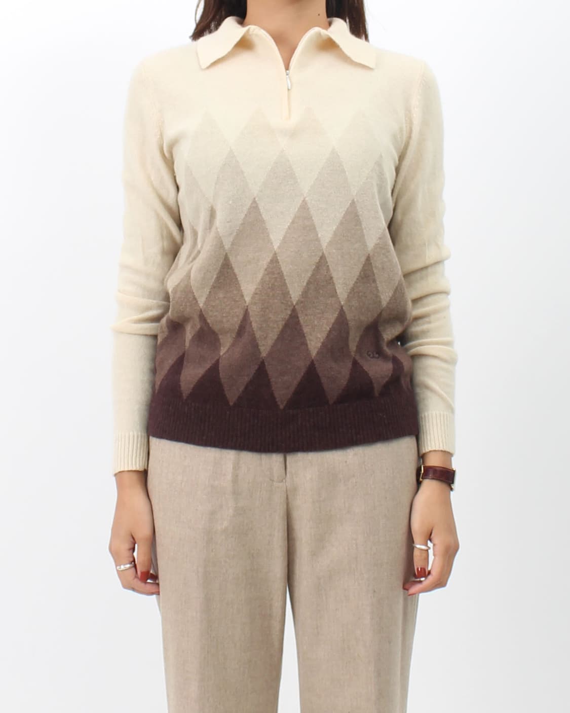 에스까다 스포츠 Escada 앙고라 울 아가일 베이지 칼라 니트 상품이미지3