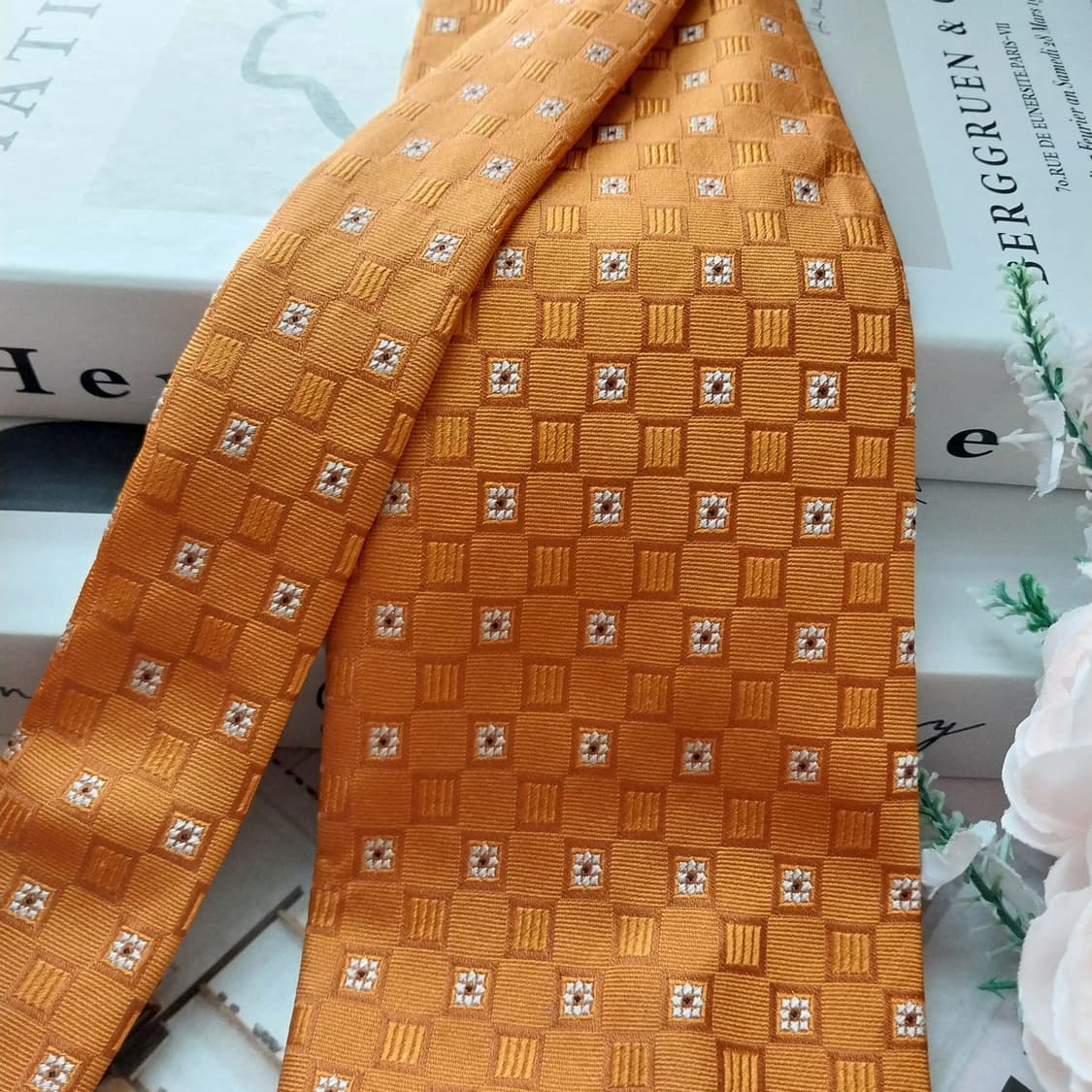 케이드 제노바 실크 오렌지 자카드 넥타이 10cm A+등급  K1241
 상품이미지3