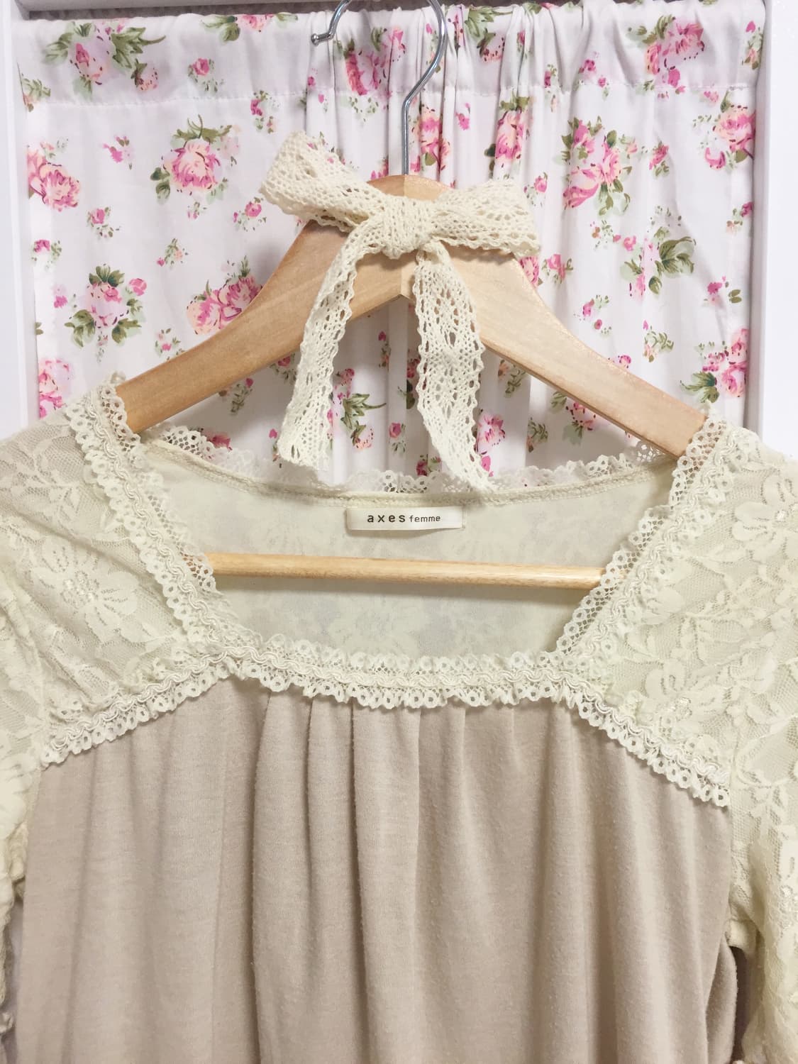 빈티지 엑시즈팜 레이스 리본 반팔 상품이미지3