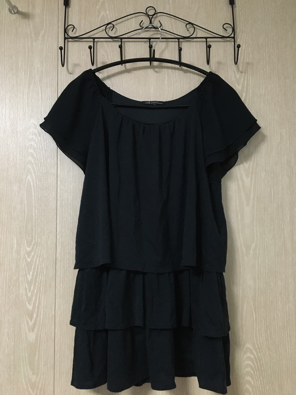 일본 빈티지 레이어드 프릴 원피스 블랙 상품이미지1