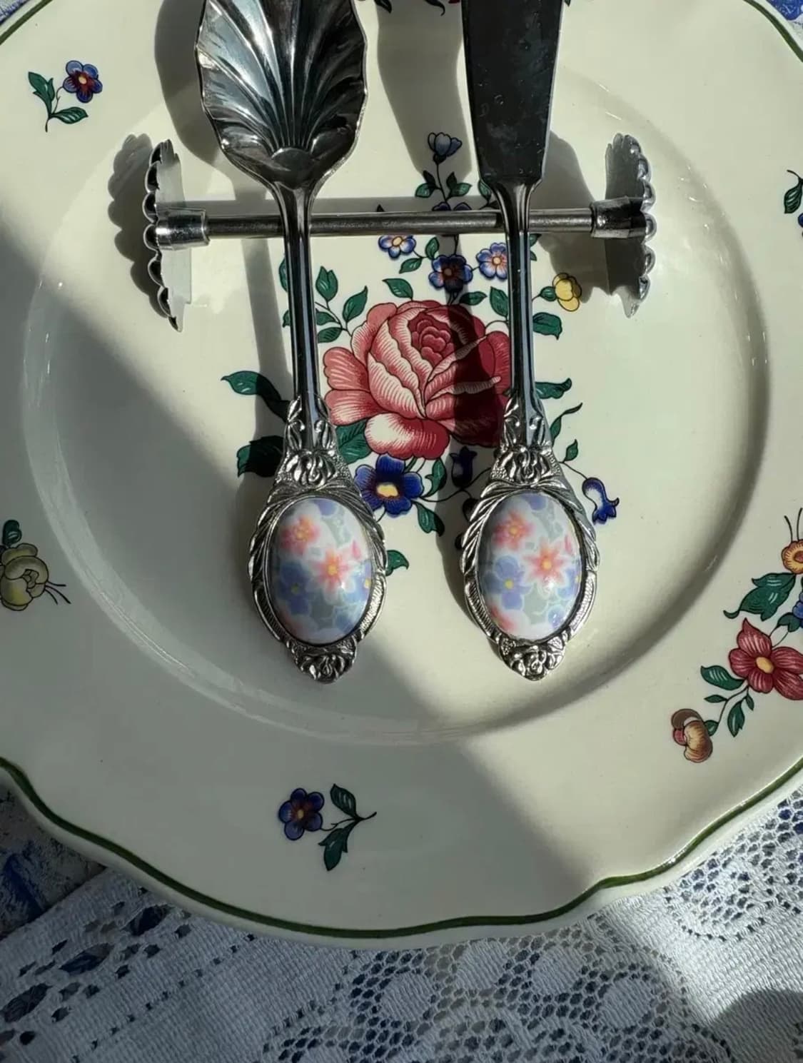 일본 빈티지 실버플레이트 쉘 슈가스푼 버터나이프세트 상품이미지2