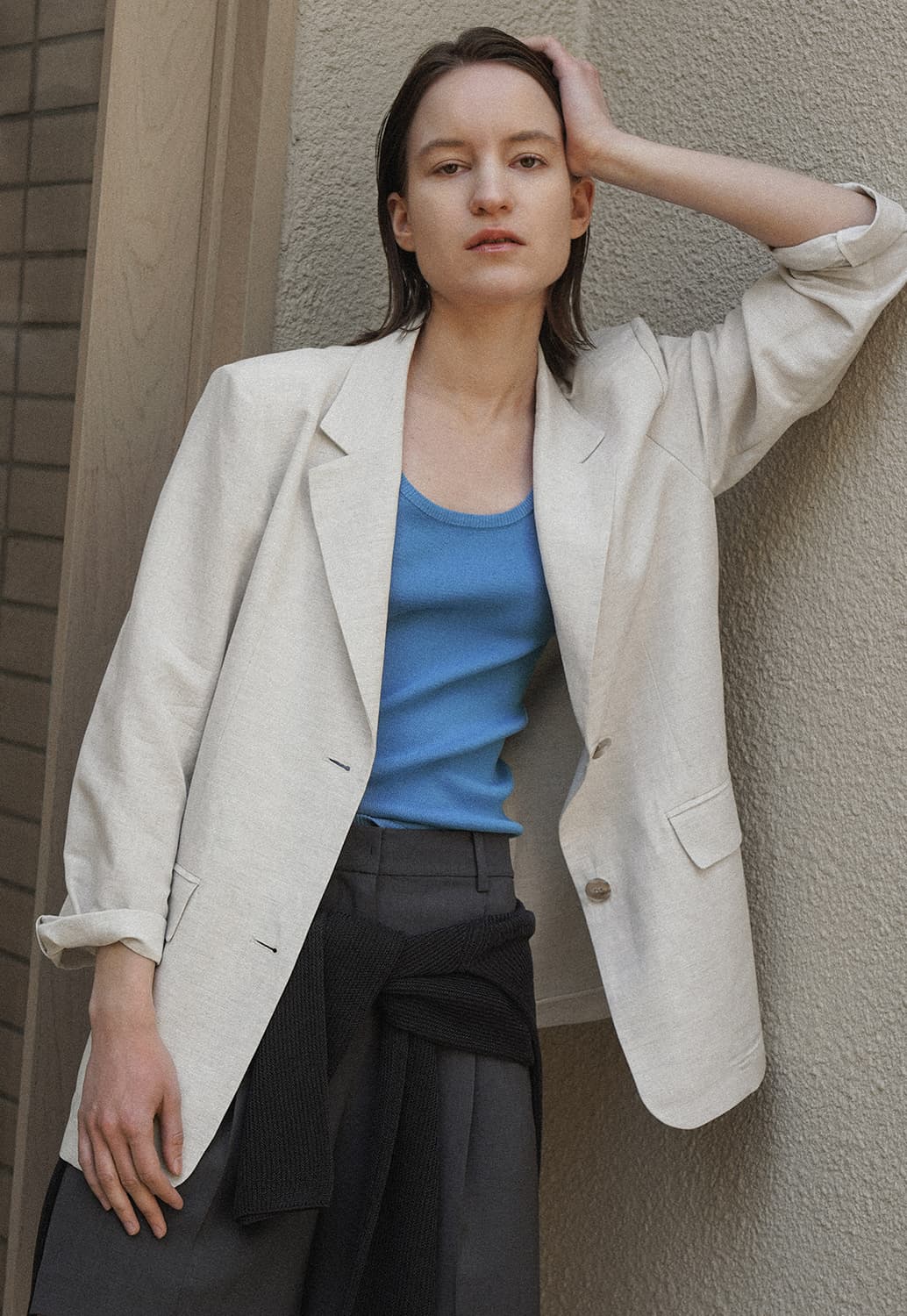 아뜰리에나인 나인 오트밀 보카시 린넨 카라 자켓 F 상품이미지2